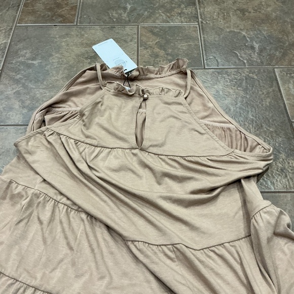 🔥3/$42 w FREE SHIPPING🔥 Tiered Ruffle Maxi Dress in Tan - Picture 4 of 5